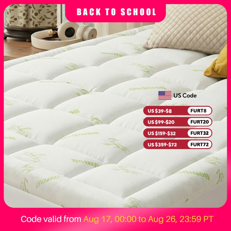 Memory Foam Topper - Cubrecolchón Suave de Viscosa de Bambú