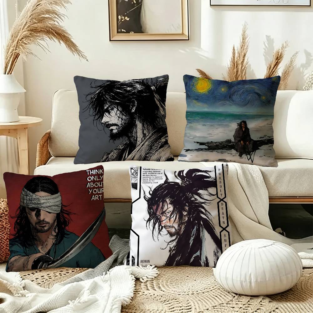 Japanese Home Textiles - Funda de almohada japonesa Samurai Miyamoto