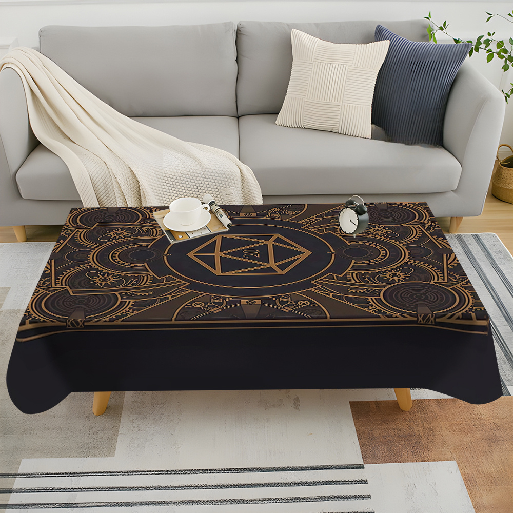 Home Of Textiles - Mantel con diseño de engranajes dorados