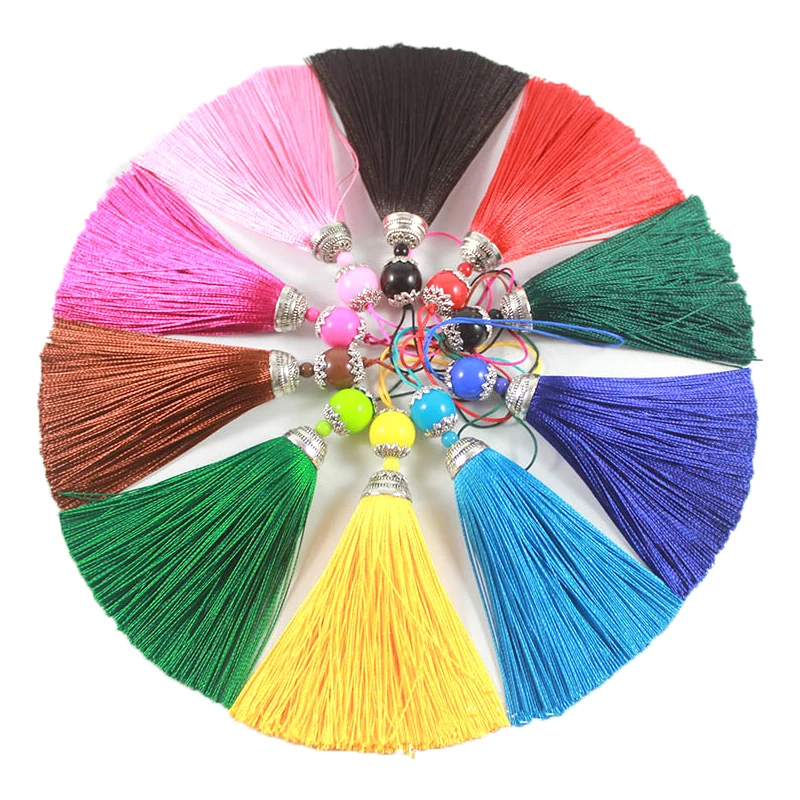 Home Ec Textiles - Borla de seda con cuentas acrílicas