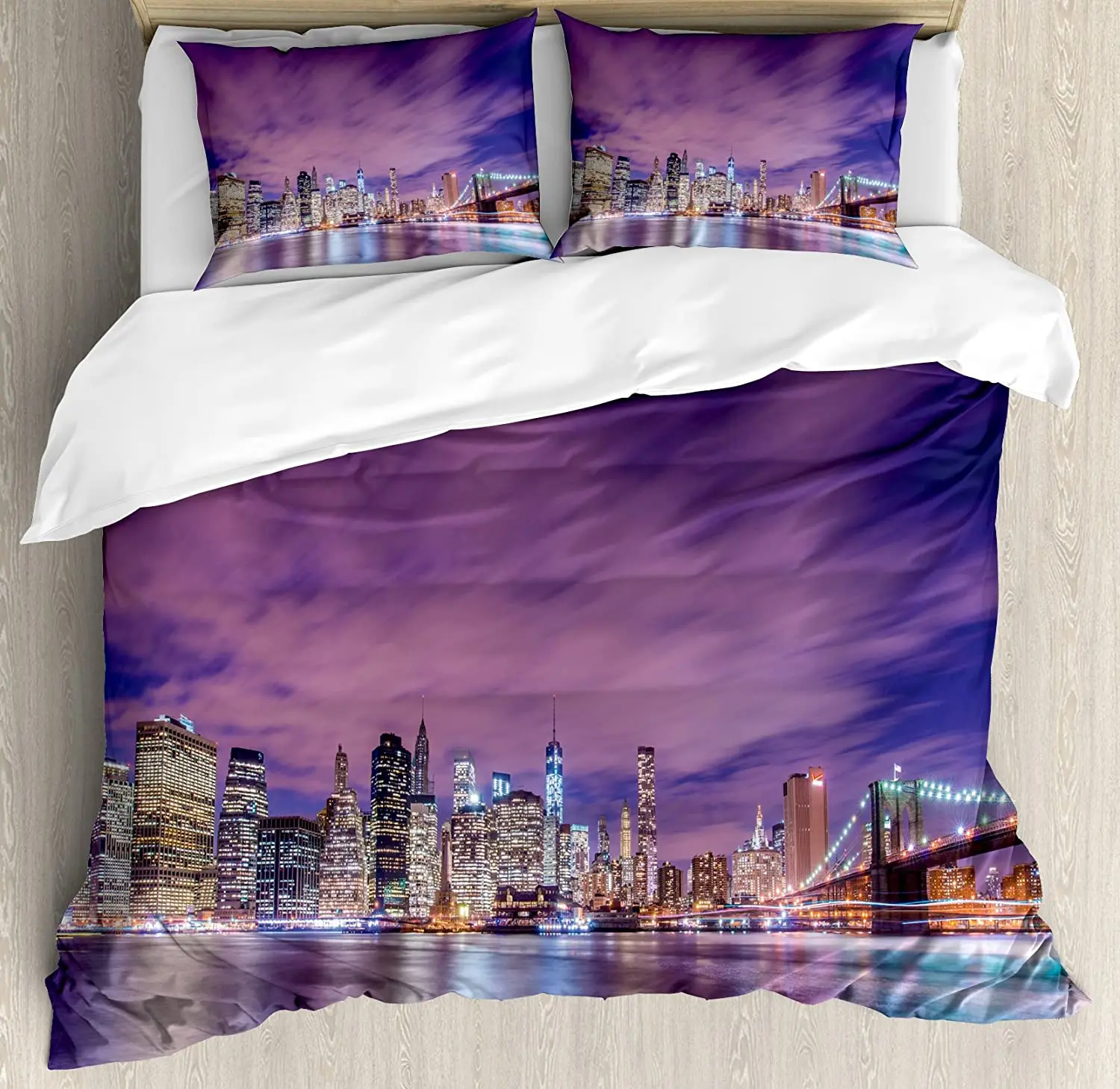 Home Textiles New York - Funda nórdica con paisaje de texto