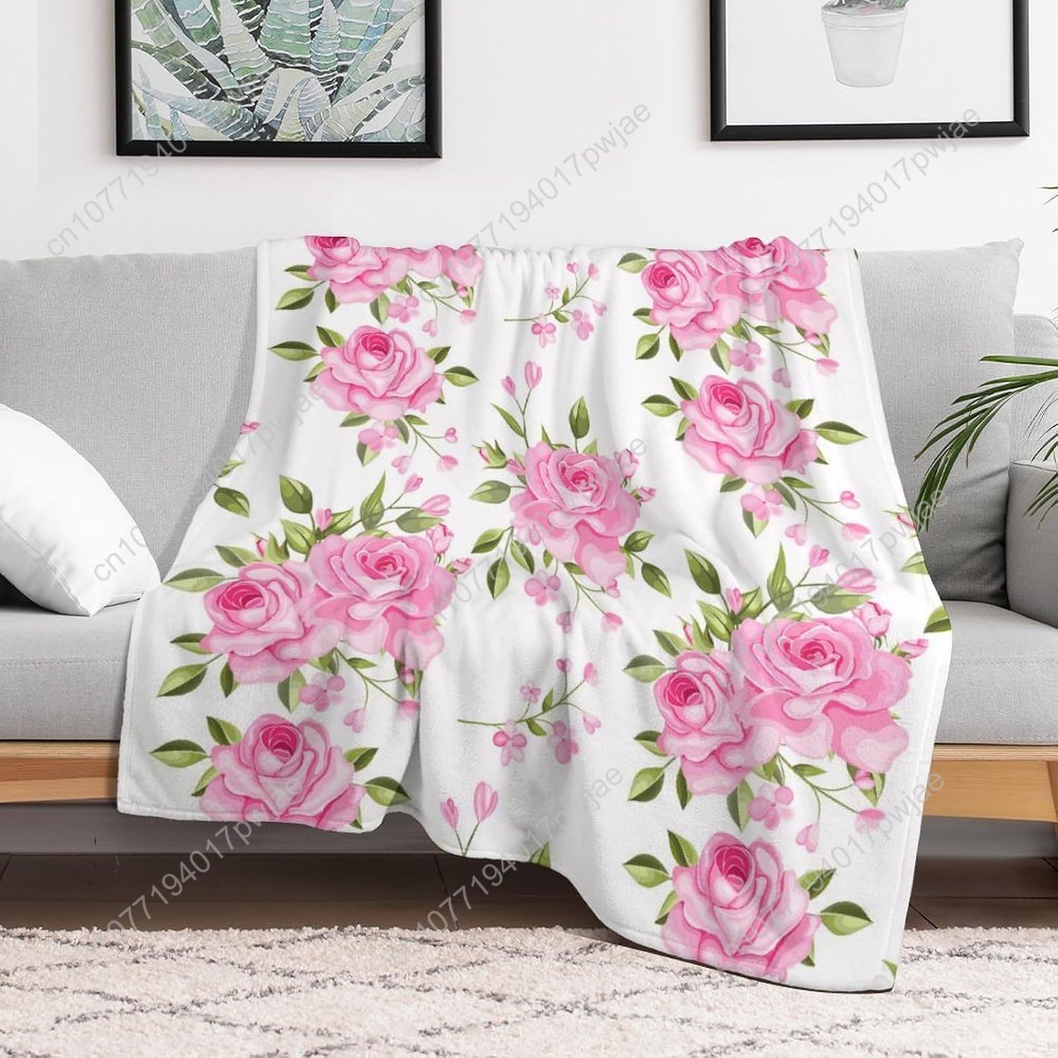 Manta de flores rosas, decorac - Home Of Textiles reseña y precio