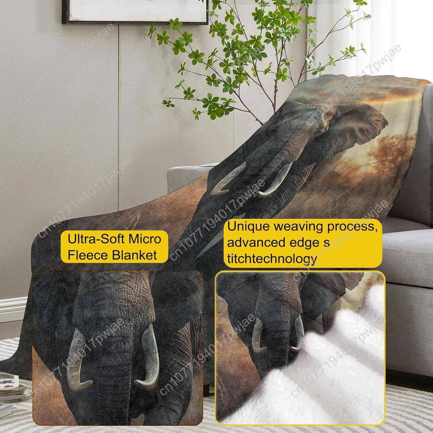 Manta polar de elefante, escen - Home Of Textiles reseña y precio