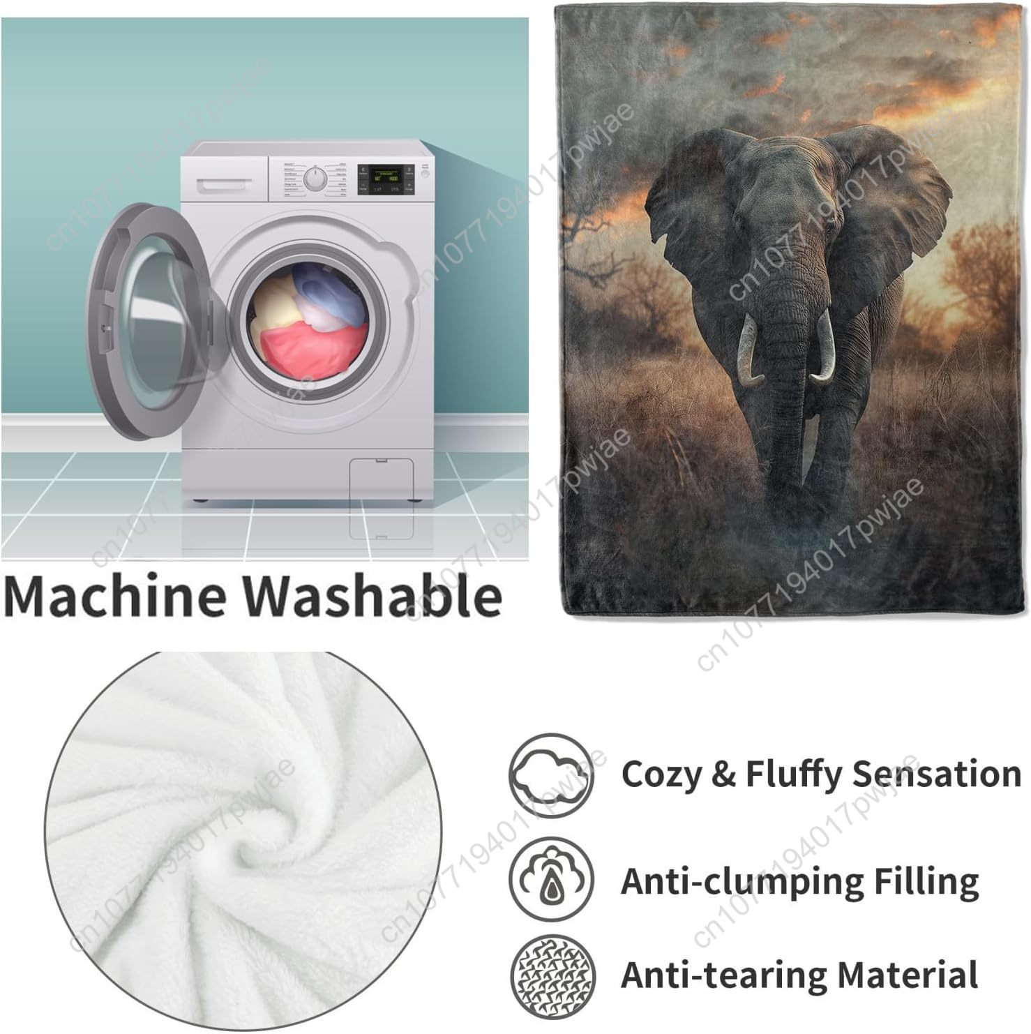 Manta polar de elefante, escen - Home Of Textiles reseña y precio