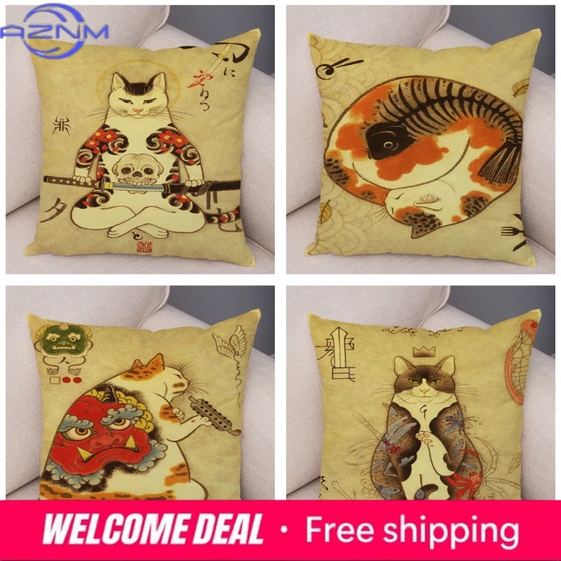 Funda de cojín vintage con dis - Japanese Home Textiles reseña y precio